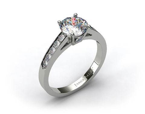 Platinum Single Claw Prong Pave Set Surprise Diamond Engagement Ring